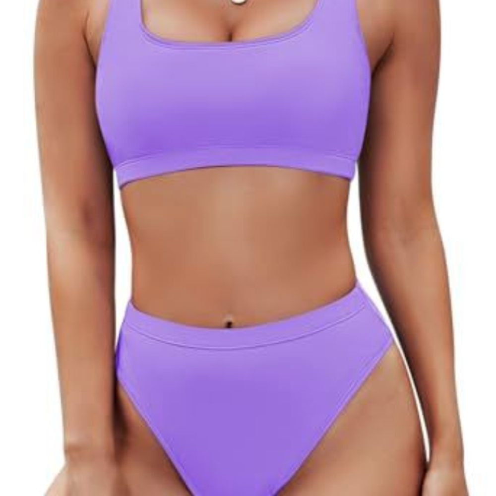 Pink Queen Lavender Bikini, New, High Rise, Padded Top, Size S